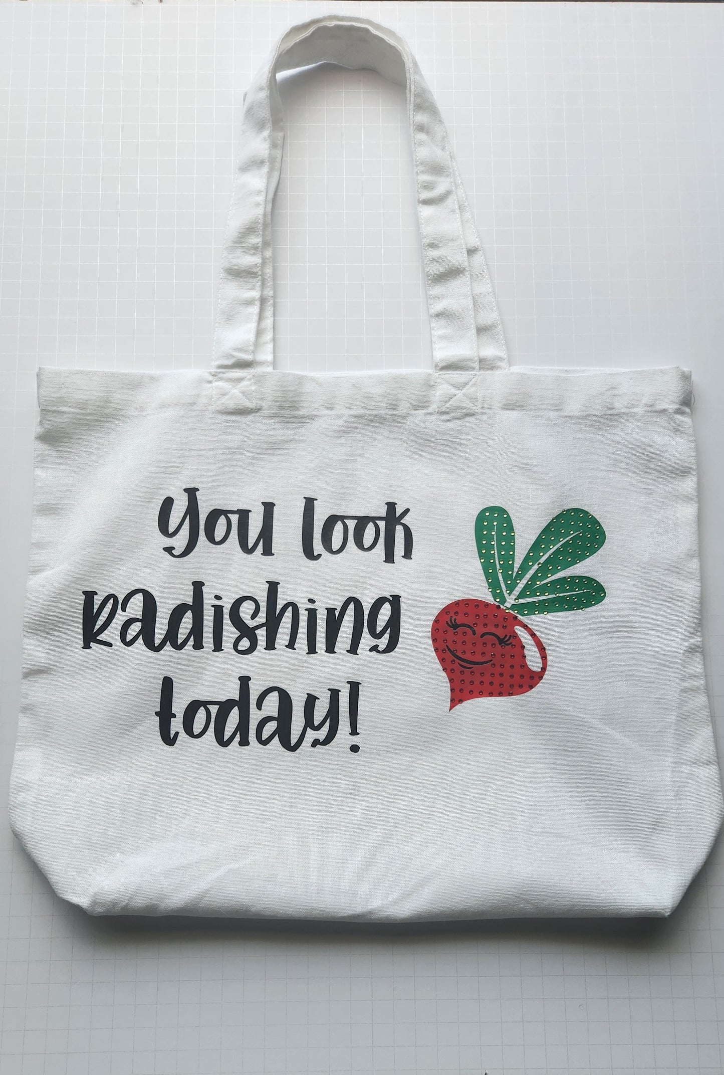 Radish up your market shopping with this vibrant tote bag!