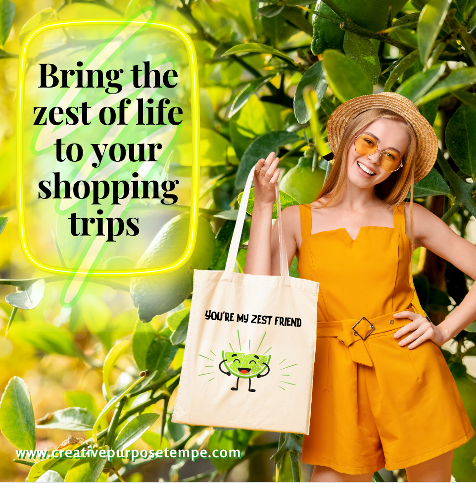 Bring a burst of citrus-y joy to your shopping trips with the "You're My Zest Friend" Market Tote Bag!