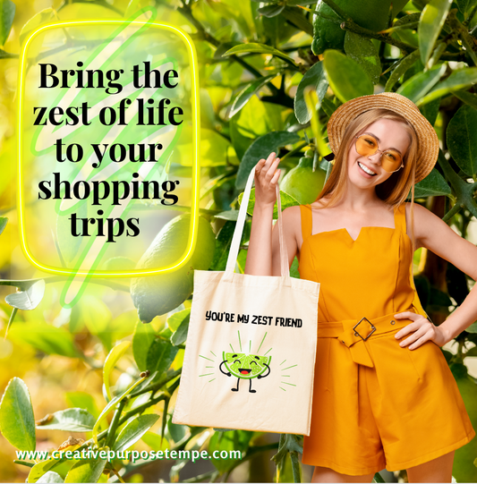 Bring a burst of citrus-y joy to your shopping trips with the "You're My Zest Friend" Market Tote Bag!