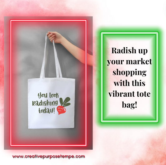 Radish up your market shopping with this vibrant tote bag!